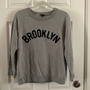 J. Crew “Brooklyn” Crew Neck in Grey + Navy, Size Small